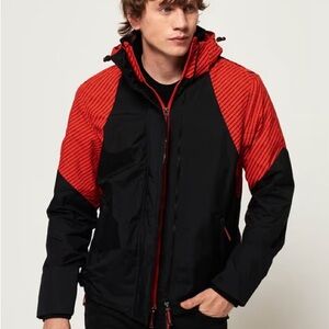 Superdry Men's Black and Red Windbreaker